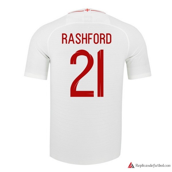 Camiseta Seleccion Inglaterra Primera equipación Rashford 2018 Blanco